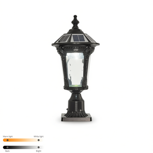 Lámpara Solar de Jardín Retro LED Regulable, Grande, de Plástico Negro, IP65, para Exteriores, Luz Blanca Cálida, con Sensor, Independiente - Product Image 1