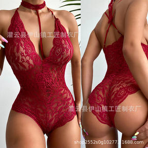 <span class=keywords><strong>Ropa</strong></span> interior sexy Lencería de encaje <span class=keywords><strong>Ropa</strong></span> transparente para niña pequeña Medias de una pieza para mujer - Product Image 2