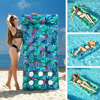 Magnifique hamac aquatique gonflable en PVC style forêt tropicale, chaise longue aquatique pour adultes, flotteur de piscine pliable
