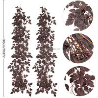 Guirlande de feuilles d'érable artificielles B1517 en soie, feuillage simulé, longue branche, décoration intérieure pour Thanksgiving