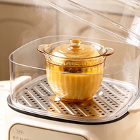 Pot à ragoût en verre borosilicate de 380 ml avec couvercle, double poignée, résistant à la chaleur, mini-bol pour la cuisson à la vapeur des œufs de nid d'oiseau