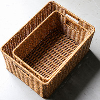 Gewebter Kunststoff-Aufbewahrungskorb Desktop-Spielzeug- und Snack-Organizer Kunststoff-Rattan-Aufbewahrungsbox im Japanischen Stil