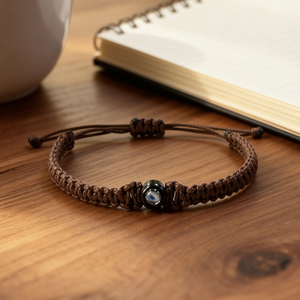 <span class=keywords><strong>Bracelet</strong></span> en pierre tissé à la main avec projection nano « Je t'aime » en 100 langues, personnalisable avec photo, breloque Stonecast - Product Image 5