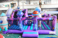 Château gonflable pour enfants sur le thème de l'espace, avec toboggan, pour location de fête, extérieur, PVC, personnalisé