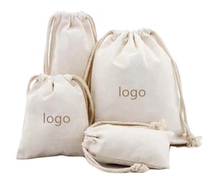 Sac en toile de coton musulman avec cordon de serrage, anti-poussière, avec logo, 15 cm, pour vêtements, fin et doux, 15 x 20 - Product Image 1