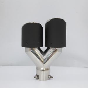 Punta de Escape de Acero Inoxidable de Doble Fila, Entrada Única, Salida Doble, Estilo Atornillable, Tubo de Escape Modificado para Sistema de Escape, Negro Mate - Product Image 1