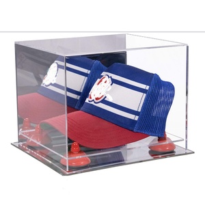 JUST CASE Factory Custom Clear Acrylic 4mm Thick Baseball Cap Holder Countertop Display Case Metal Feet Base Custom Logo USA - Product Image 5