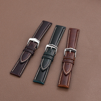 JUELONG Bracelet en cuir véritable respirant de luxe 19/20/21/22 mm avec fermoir poli pour usage décontracté et professionnel