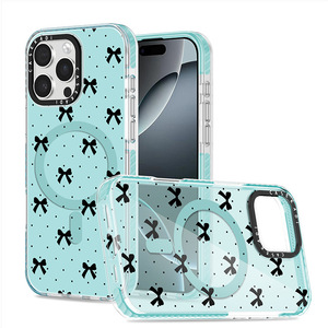 Lovely Cherry Bowknot Strong Magnetic Hard Phone Cases para iPhone 17 16 13 14 15 Pro Max Creativity Mobile Cover - Product Image 3
