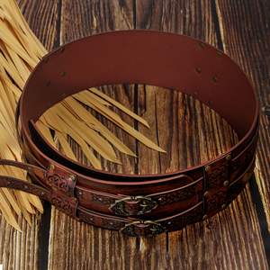 Ceinture de <span class=keywords><strong>Chevalier</strong></span> Viking pour Fêtes Cosplay, Style Rétro, Accessoire de Cosplay, Armure en Cuir PU, Ceinture Médiévale à Rivets pour Fêtes et Jeux, Marron Foncé - Product Image 4