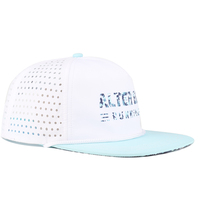 Casquettes Snapback en nylon non structurées à 5 panneaux, personnalisées, de haute qualité, séchage rapide, avec logo imprimé par sublimation et cordon