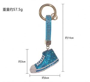 Lujo completo Rhinestone mini zapato de lona llavero Bling pareja diamante 3D zapatilla brillo cristal llavero para niñas coche llavero - Product Image 3