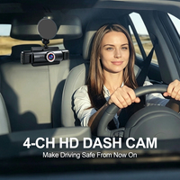 Kamera Dash Cam WiFi 4 Saluran FHD 1080P Layar IPS 3.0 inci, 4 Lensa Kamera Mobil dengan G-Sensor & Rekam Berulang, Aplikasi RoadCam - OEM/ODM Tersedia