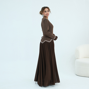 Vestido Abaya Elegante de Chifón Loriya para Mujer, con Adornos de Pedrería, Manga Larga, Maxi Vestido, <span class=keywords><strong>Kaftan</strong></span> Dubai, Abaya Musulmana, Vestido de Fiesta - Product Image 4