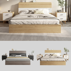 Wholesale Solid Wood Hotel <b>Bed</b> <b>Frame</b> & <b>Mattress</b> <b>Set</b> With Headboard & Nightstands Economy Bedroom Furniture for 3-Star Hotels - Product Image 3