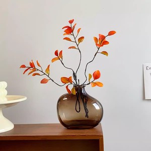 Branches d'érable artificielles, fleurs en soie rouge, décoration intérieure, style nordique, décoration de salon - Product Image 3