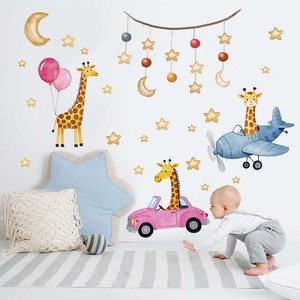 Autocollants muraux de luxe à motifs floraux et animaux, abeille, hibou, girafe, en vinyle auto-adhésif, papier peint amovible pour la décoration de la maison - Product Image 6