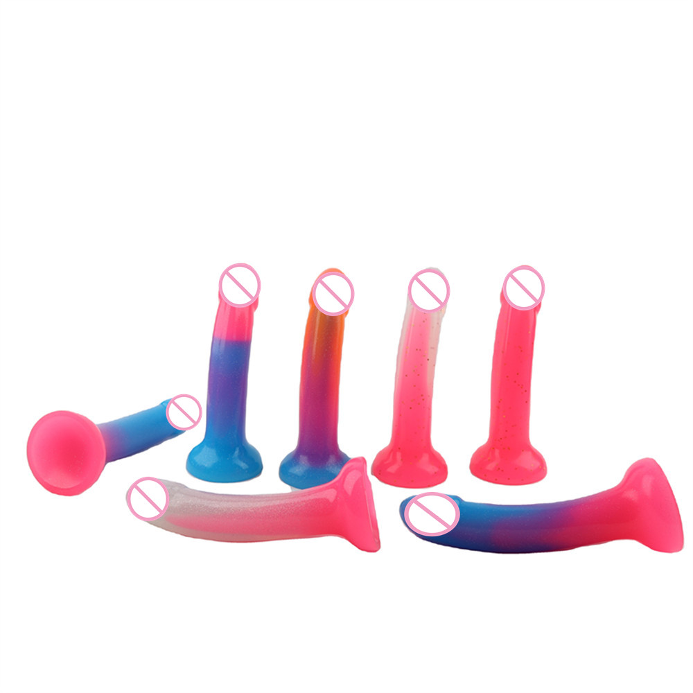 Neno Dongs 7.87" Flexible Anal Dildo - Glitter Mixed Sex Toys for Men &  Women, Suction Cup, Waterproof, Fun Sex Silicone Toys