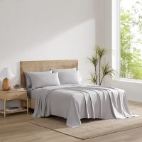 Ensemble de draps HONI 100% rayonne de bambou, tissu sergé, couleur unie, résistant aux plis, qualité hôtel de luxe, toutes saisons, certifié OEKO-TEX