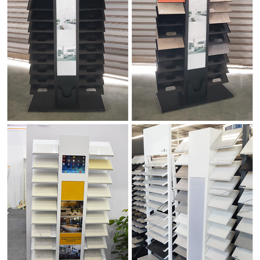 Modern Factory Floor Tiles Stand Granite Marble Ceramic Sample Luminous Waterfall Sr088 Floor Standing Quartz Stone Display Rack