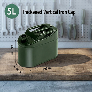 Bidon à essence vert en fer de 5 L avec bouchon vertical épaissi, fût cylindrique pour essence, finition mate, usage industriel durable - Product Image 1