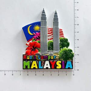 Objetos decorativos modernos Custom Machine Pintado Resina 3d Turista Malásia Kuala Lumpur Lembrança Ímã De Geladeira - Product Image 3