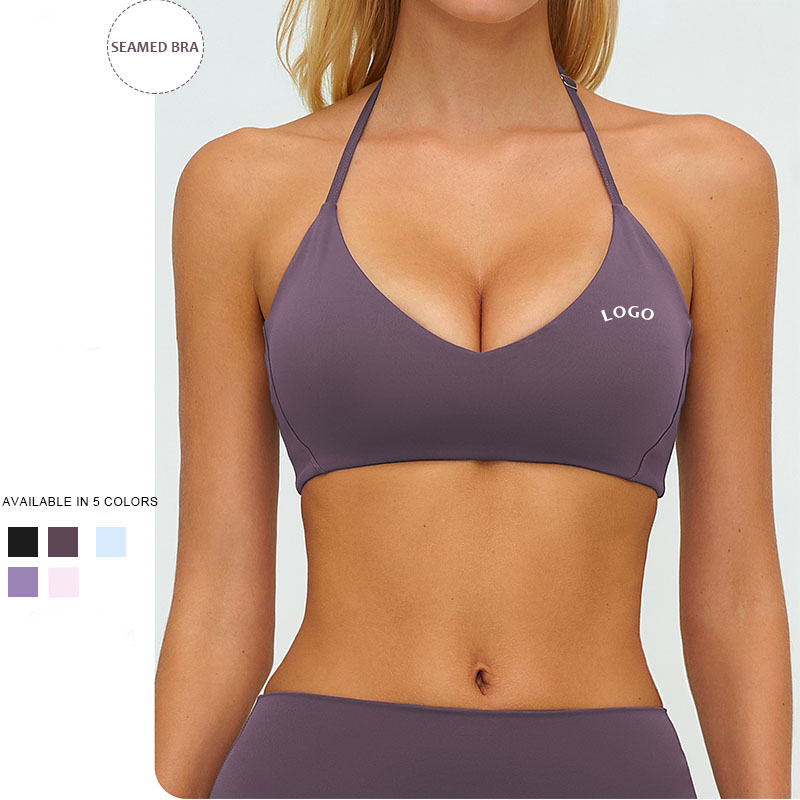 Halter Neck Sports Bra For Women Sexy Running & Yoga Fitness Top Deep V Neck Back Breathable Design