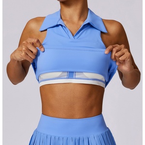 ชุดโยคะกลางแจ้งสำหรับผู้หญิงแบบสองชิ้น ขายส่ง OEM แห้งเร็ว ซับเหงื่อ เสื้อท่อนบนและกระโปรงพลีทสำหรับเล่นเทนนิส - Product Image 2