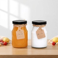 Pot en verre transparent pour pudding de 200 ml avec couvercle en métal, pot en verre de qualité alimentaire pour yaourt, lait, miel, confiture, pudding, dessert, logo personnalisé