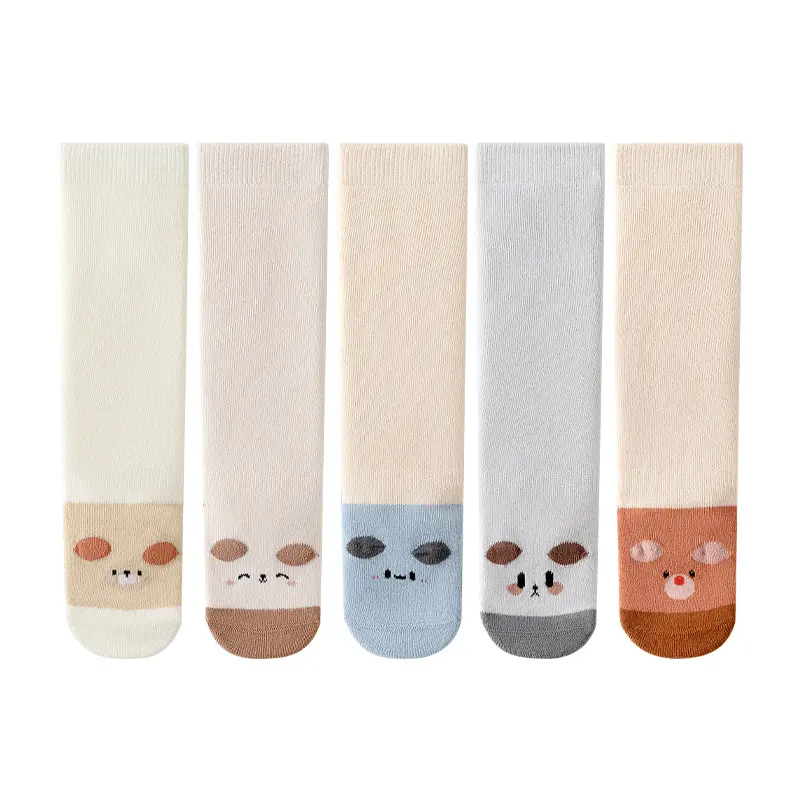 Kaus kaki bayi baru lahir motif hewan lucu katun Combed laki-laki dan perempuan Terry Crew