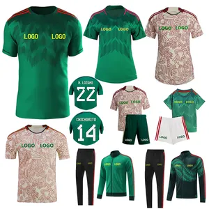 Conjunto de camisa de equipe nacional do méxico 22-23, uniforme de futebol personalizado, camisa longa para crianças e mulheres, pré-jogo 2022
