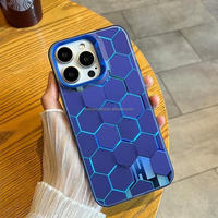Coque de téléphone antichoc durable en TPU avec motif géométrique 3D nid d'abeille estampé à chaud, impression couleur sur la coque arrière pour