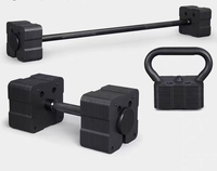 Ensemble d'haltères réglables en fonte pour musculation avec système de verrouillage rapide, design carré, fonction 3-en-1