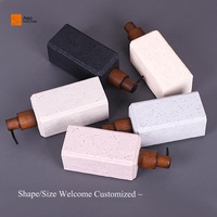 Vente en gros, ensemble de salle de bain en pierre de travertin en marbre naturel polyrésine personnalisé, plateau de rangement divers, boîte à mouchoirs, distributeur de lotion, shampooing