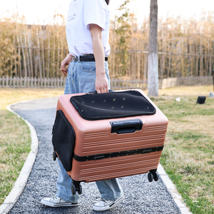 लक्जरी चमड़े के कुत्ते ट्रॉली वाहक रोलिंग व्हील केस फोल्डिंग ट्रैवल बैग मल्टी-उद्देश्य ले जाने वाला समाधान - Product Image 6