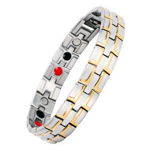 Hottime Tendance Géométrique Or et Argent Ion Négatif Titane Zircon Chaîne et Lien Unisexe Bracelet En Gros en Stock - Product Image 1