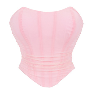 Củ<span class=keywords><strong>a</strong></span> phụ nữ ống Top Sheer lưới chắp vá strapless mở trở lại boned lưới Bustier Corset ren lên trở lại Corset bodyshaper Crop Top - Product Image 6