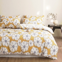 Parure de lit élégante en coton froissé à motifs floraux pour chambre à coucher, hôtel, maison, ensemble de 3 pièces avec housse de couette