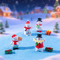 Figur Mini Resin Manusia Salju Natal Grosir untuk Dekorasi Natal Meja Taman Peri, Ornamen Hadiah Liburan DIY