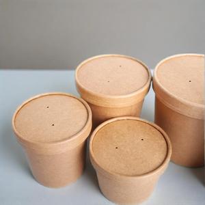 Assiettes et bols en papier jetables personnalisés pour fast-food plateau de restauration PE et Kraft avec couvercle pour biscuits, salade, soupe, emporter, traiteur - Product Image 3