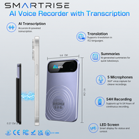 Enregistreur vocal AI Note Taker, traduction en 152 langues, format carte, 39g, corps magnétique, écran couleur, pour le bureau, portable
