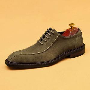 Chaussures habillées pour hommes à bout pointu, légères et respirantes, en cuir véritable et daim britannique, Nouveauté 2025, pour mariage, marié, affaires et occasions formelles, à lacets - Product Image 5