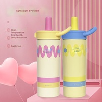 Nouvelle Bouteille Isotherme Minimaliste en Acier Inoxydable avec Double Compartiment, Design Tendance et Créatif, Mignonne et Portable, avec Paille