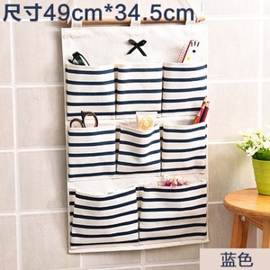 Sac de rangement mural rayé à 6 ou 8 poches, organisateur en coton et lin pour cuisine et salle de bain, polyvalent, sans perforation - Product Image 6