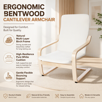 Fauteuil de loisirs moderne en bois courbé, fauteuil en bois massif, tissu en coton de haute qualité, fauteuil relaxant pas cher pour le bureau, le salon