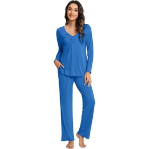 Conjunto de pijama personalizado para mujer, suave y cómodo, de viscosa de bambú, ropa de dormir, top de manga larga y pantalones, tallas S-XXL - Product Image 1