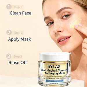 Masque facial anti-âge SYLAX à la mucine d'escargot et au curcuma, hydratant, anti-rides, soin de la peau pour peaux matures, traitement facial naturel et biologique - Product Image 6