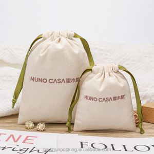 Custom Printed Organic Cotton Drawstring Pouch Recyclable Calico Muslin Velvet <b>Bag</b> Small Promotional Hair Accessories Gift <b>Bag</b> - Product Image 5