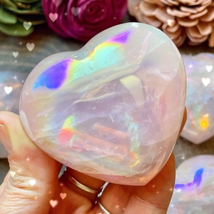 Nouveautés en gros : Cœur en cristal de quartz rose naturel électroplaqué Angel Aura pour la lithothérapie - Product Image 5