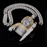 Oferta Especial: Colgante de Plata de Ley 925 con Moissanita, Estilo Hip Hop, con Personaje de Terror en 3D, para Hombre, Estilo Urbano